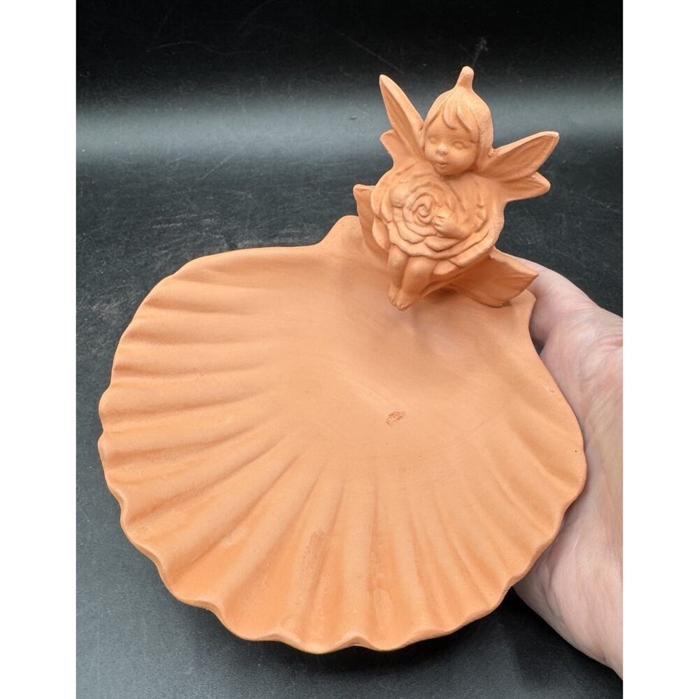 Vintage Scioto Pottery Mold Red Wear Handmade Garden Mini Fairy Birdbath New!